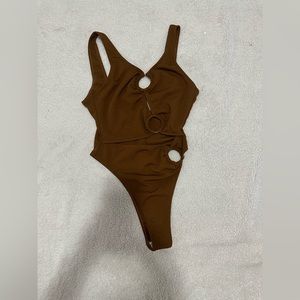 Large brown one piece bathing suit